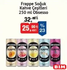 OBSESSO FRAPPE SOĞUK KAHVE ÇEŞİTLERİ 250 ML fiyat ve kampanya bilgisi